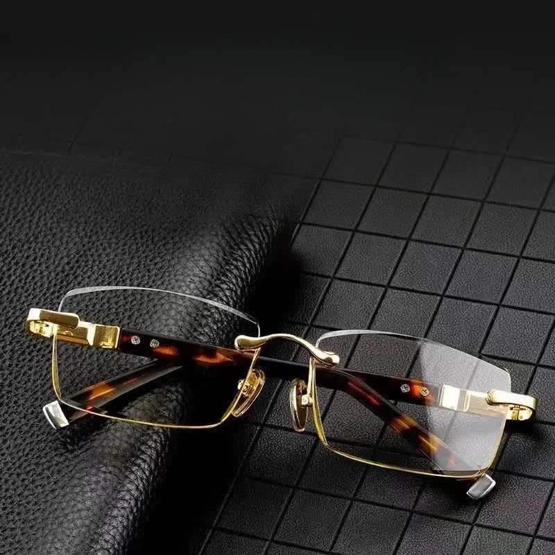 Men Reading Glasses Business Presbyopia Glasses Natural Metal Material Glasses Unisex